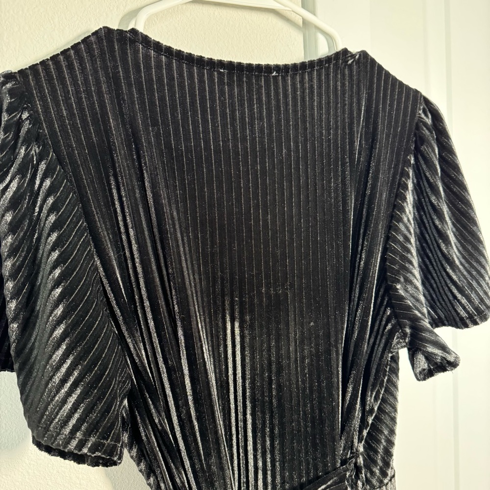 Baltic Born Black Velvet Andi Ribbed Wrap Dress Size Small Formal Bridesmaid - Picture 10 of 15